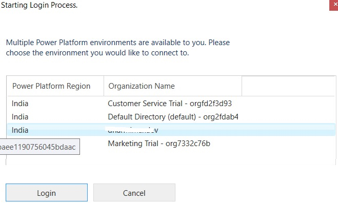 Starting login process